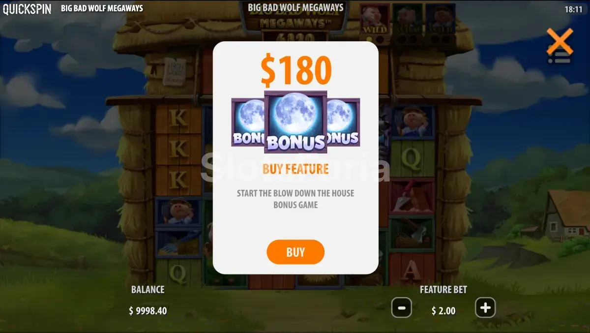 Función de compra de bono disponible en Big Bad Wolf Megaways