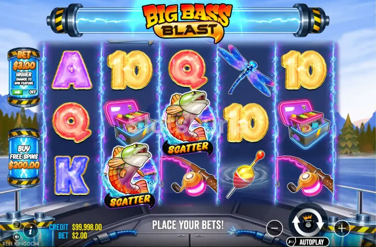 Juego base de Big Bass Blast con los rodillos electrificados