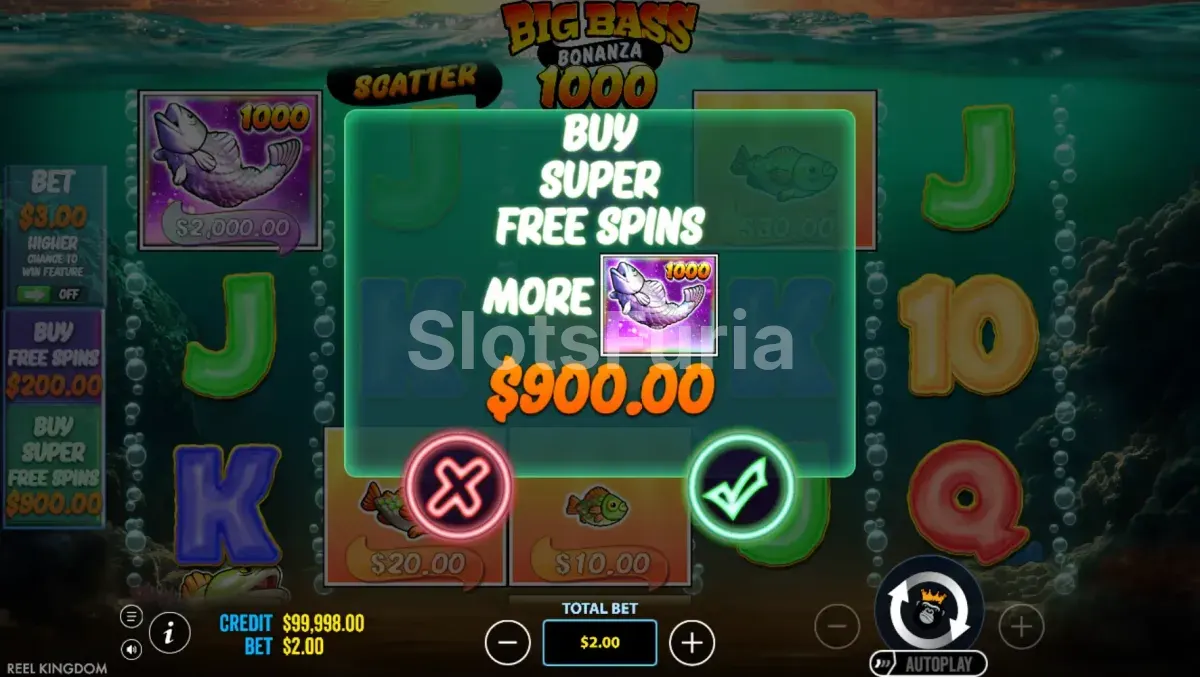 Función de compra de bonificación en Big Bass Bonanza 1000 de Pragmatic Play