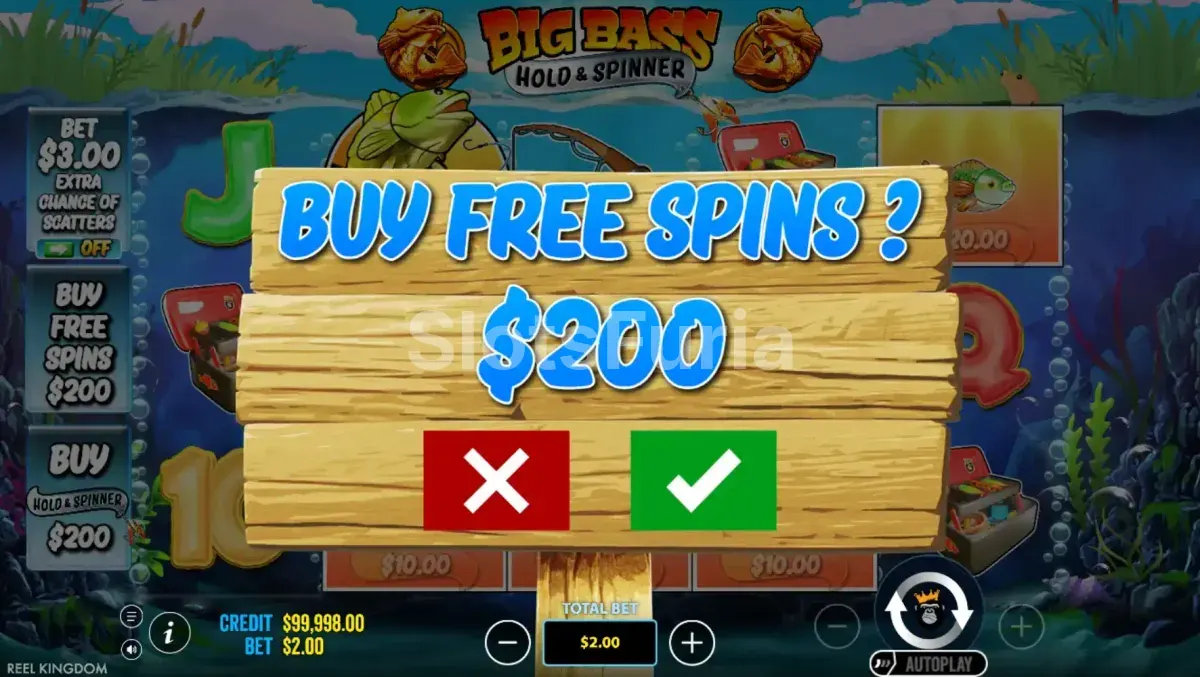 Opción de compra de bono disponible en Big Bass Bonanza Hold & Spinner