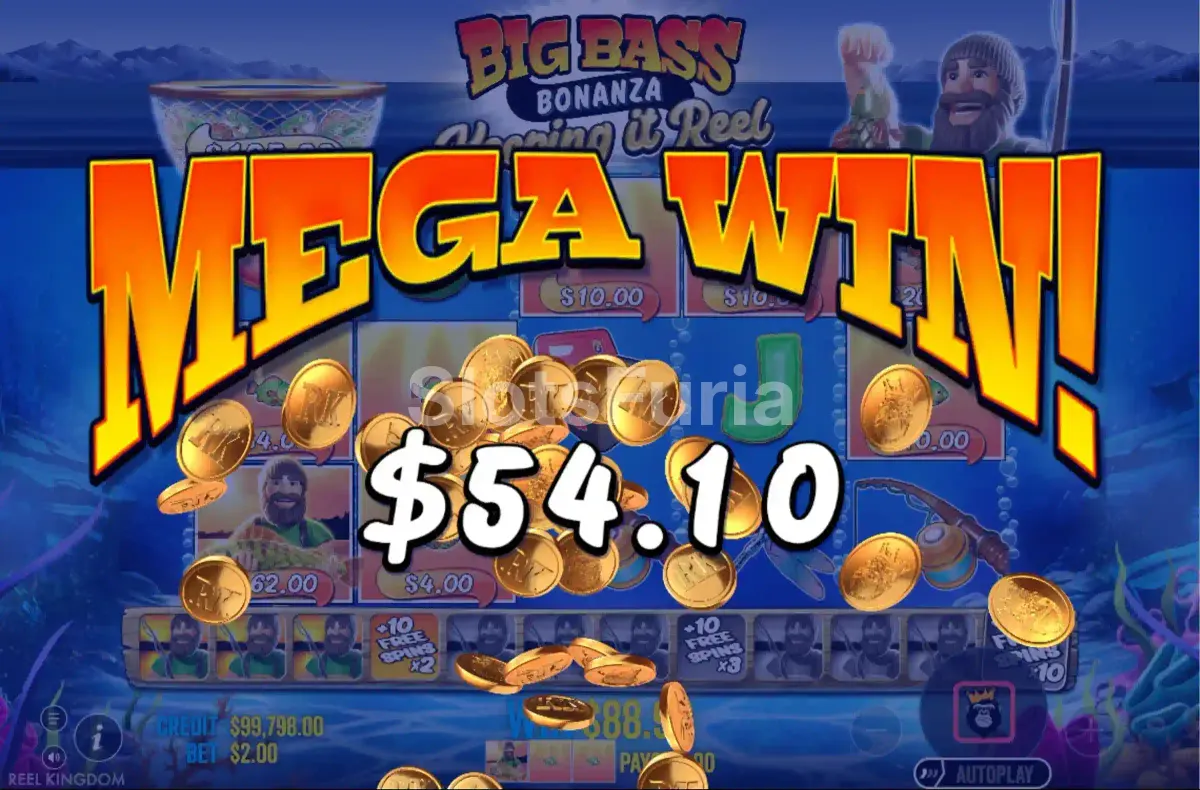 Gran victoria conseguida durante una partida en Big Bass Bonanza Keeping It Reel