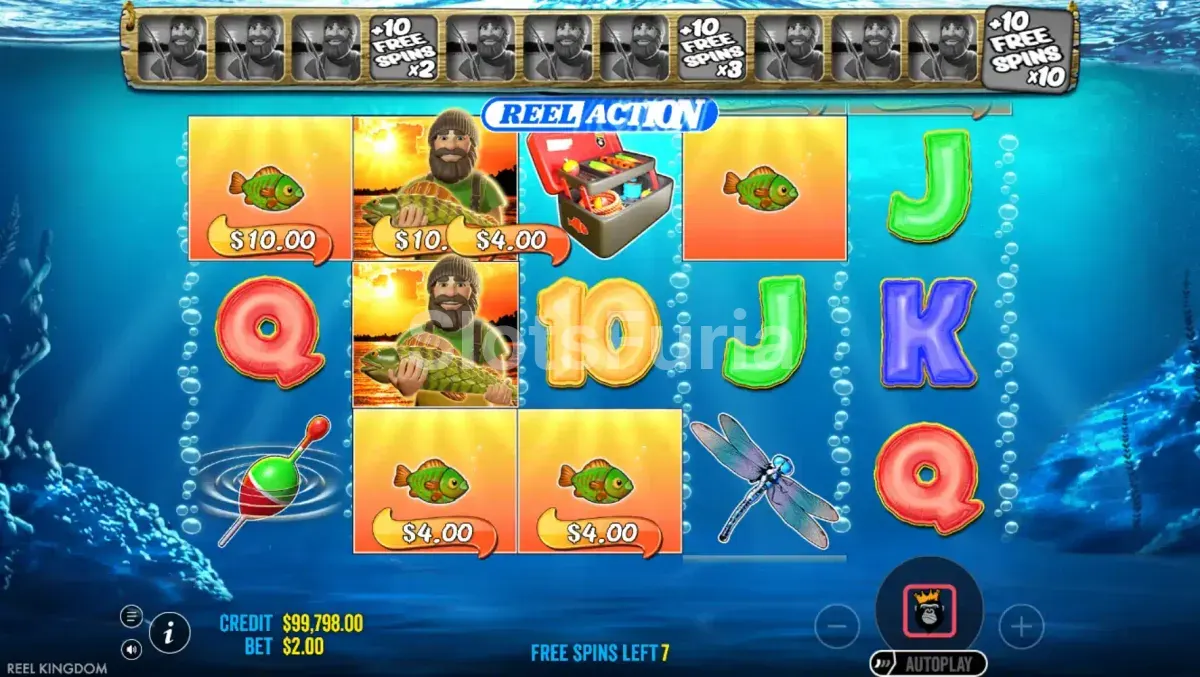 Ronda de tiradas gratuitas activa en Big Bass Bonanza Reel Action