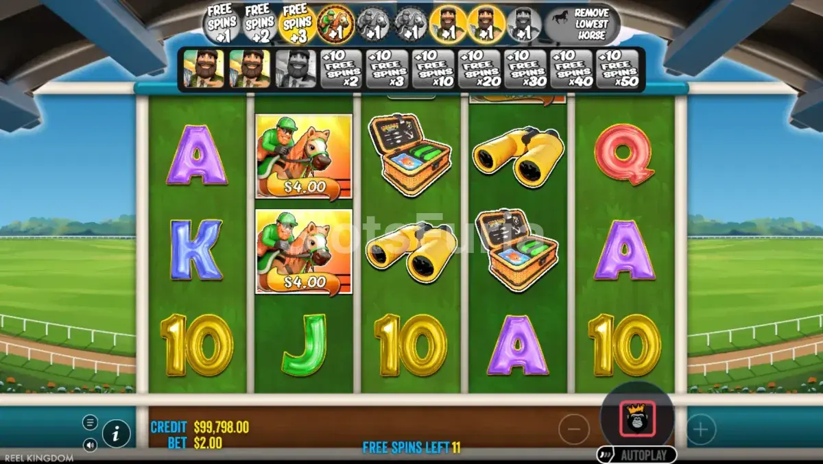 Ronda de tiradas gratis activa en Big Bass Day at Races con multiplicadores