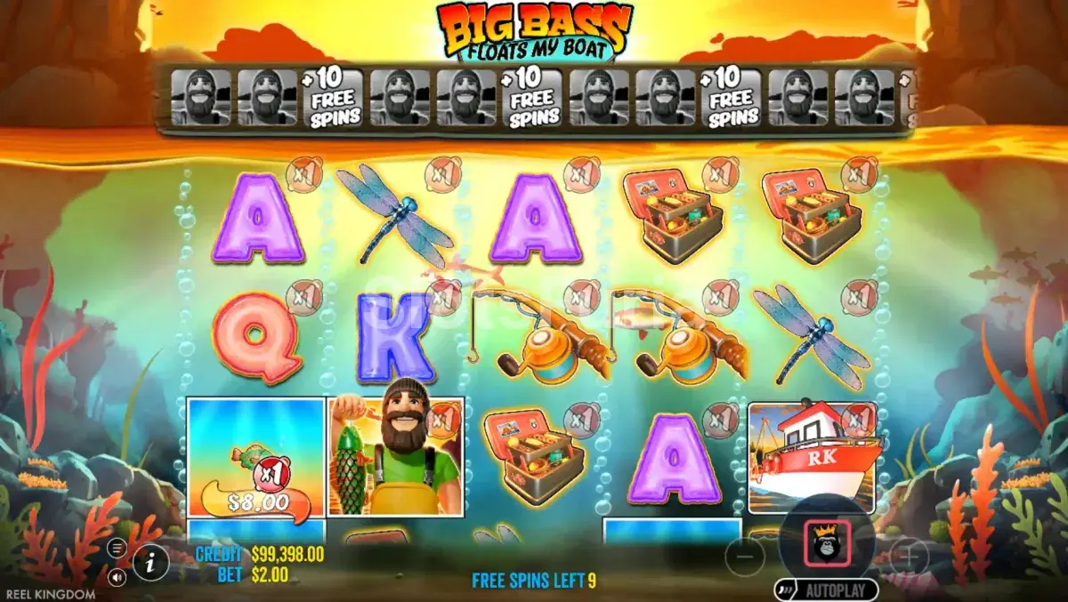 Ronda de giros gratis activada en Big Bass Floats My Boat