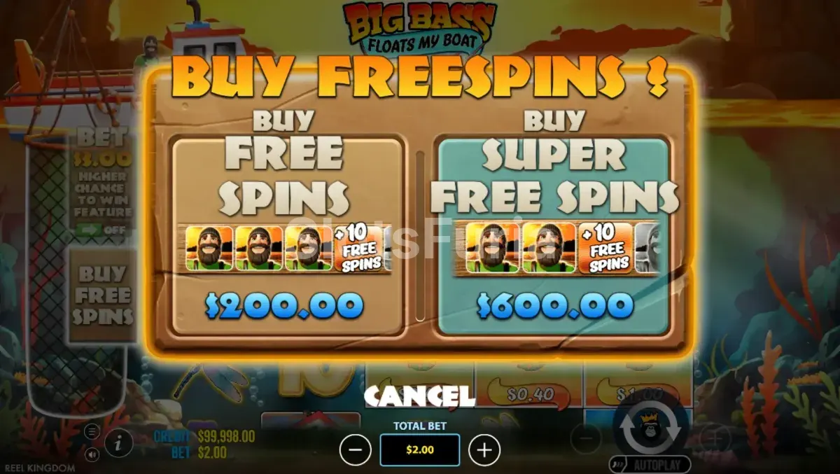 Función de compra de bonus disponible en Big Bass Floats My Boat