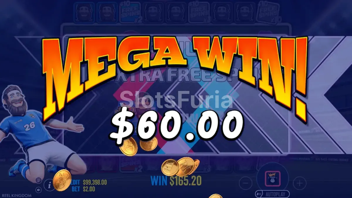Gran victoria en Big Bass Football Bonanza con el multiplicador máximo activo