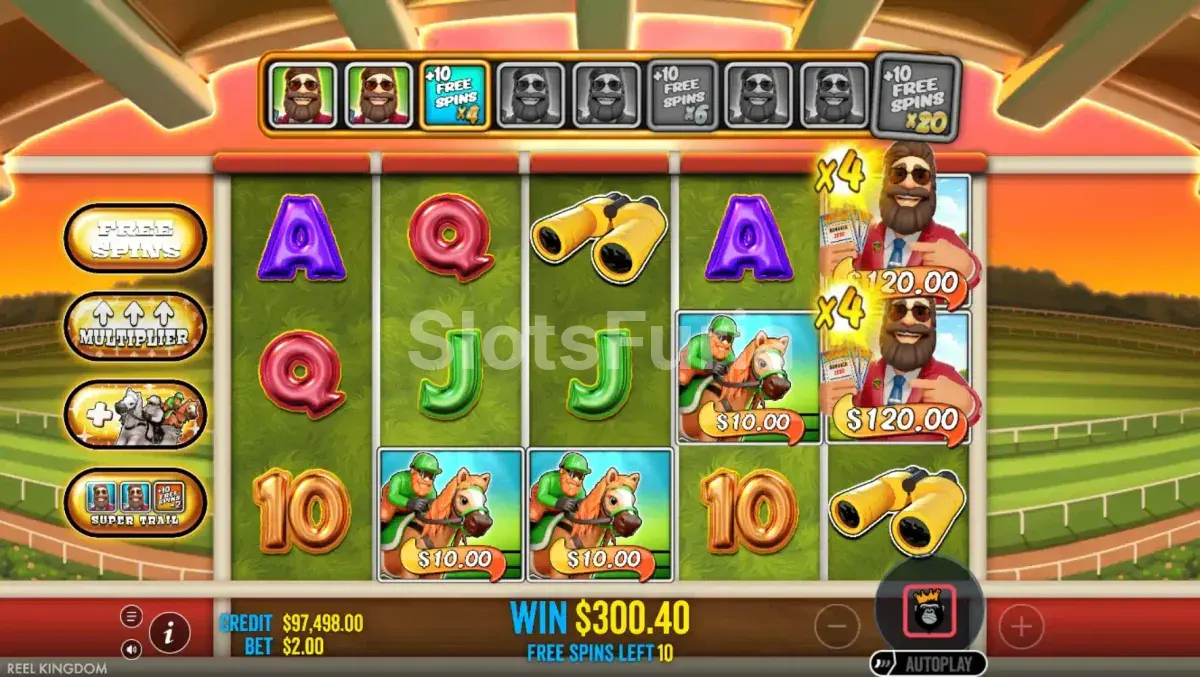 Ronda de tiradas gratuitas activa en Big Bass Raceday Repeat con multiplicadores acumulados