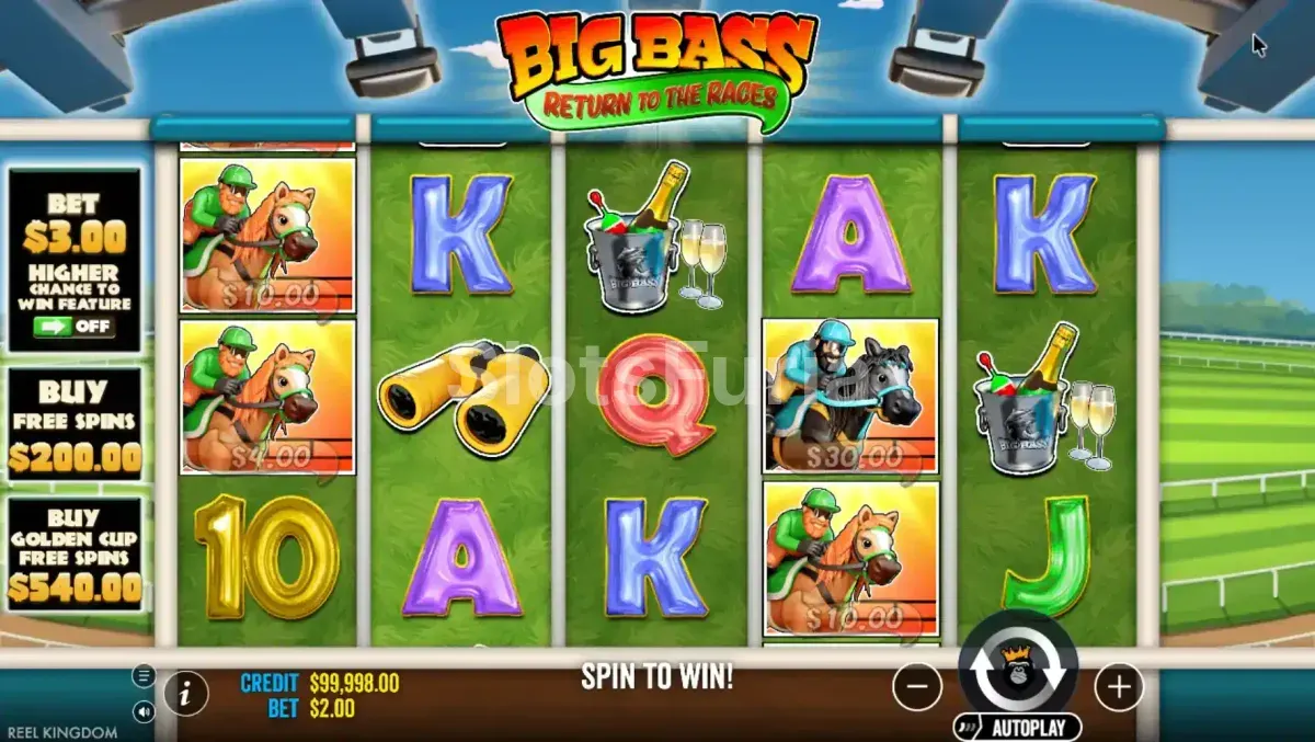 Pantalla principal del juego base de Big Bass Return to the Races