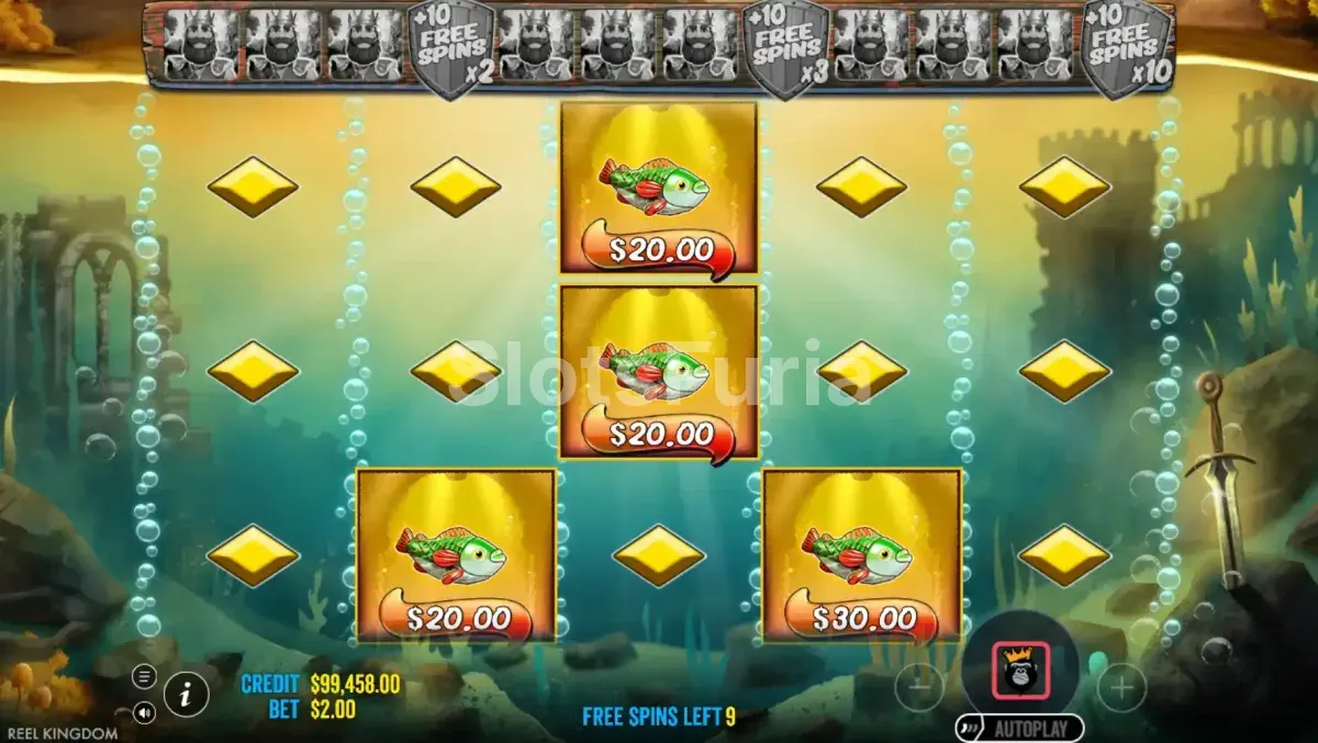 Ronda de giros gratis de Big Bass Secrets of the Golden Lake con pescadores sticky en los carretes
