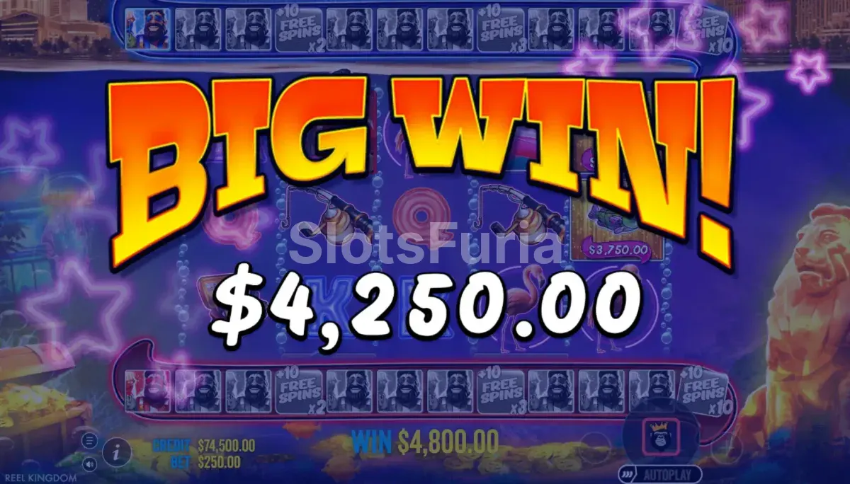 Pantalla de gran premio en Big Bass Vegas 1000