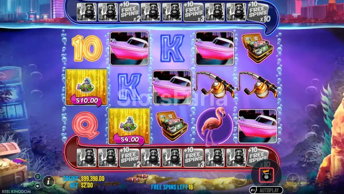 Ronda de giros gratuitos activa en Big Bass Vegas Double Down Deluxe con multiplicadores