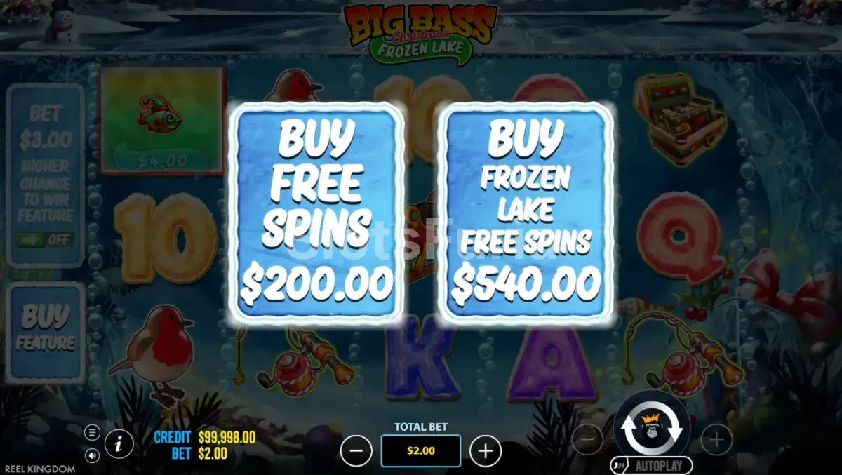 Opción de compra de bono en Big Bass XMAS Frozen Lake de Pragmatic Play