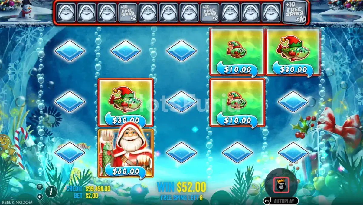 Ronda de giros gratis de Big Bass XMAS Frozen Lake con multiplicadores activos