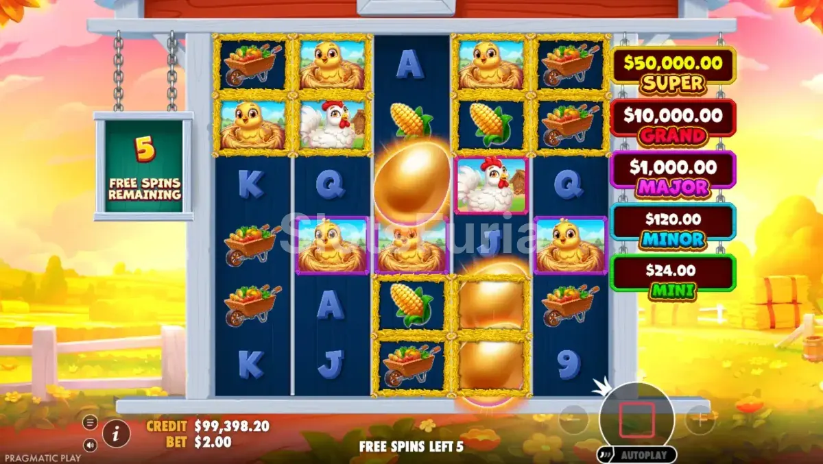 Tiradas gratuitas y sistema de mejoras de posiciones en Bigger Barn House Bonanza