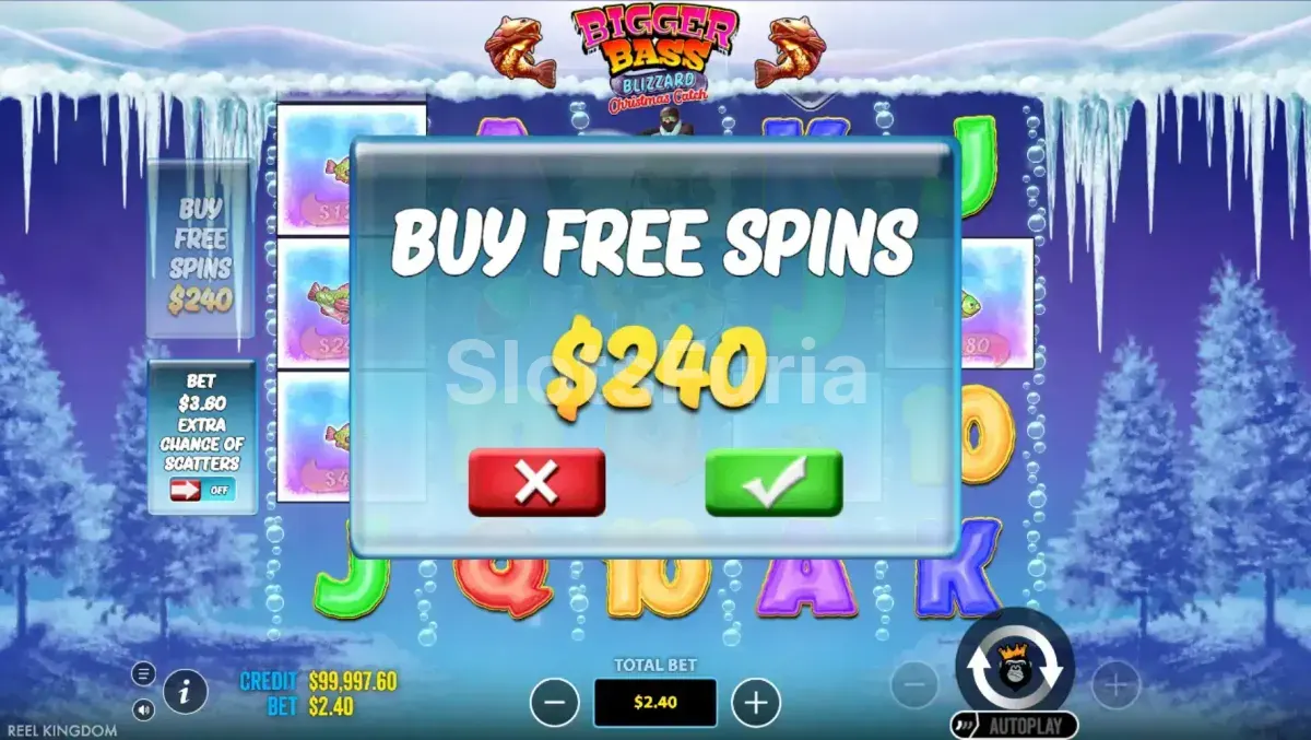 Opción de compra de bonus en Bigger Bass Blizzard Christmas Catch