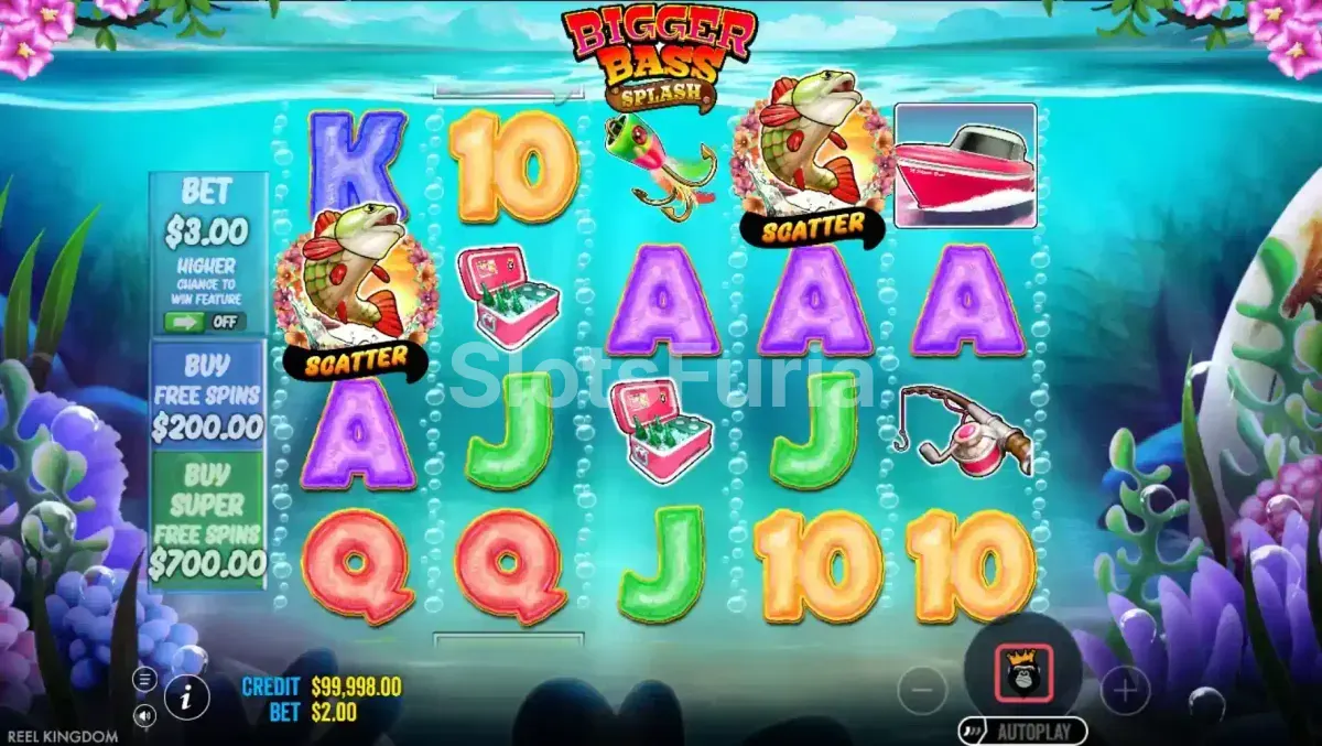 Juego base de Bigger Bass Splash con grilla de 5x4