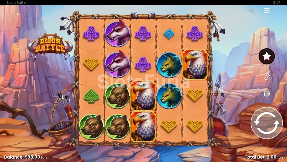 Juego base de Bison Battle, tragamonedas de animales de Push Gaming