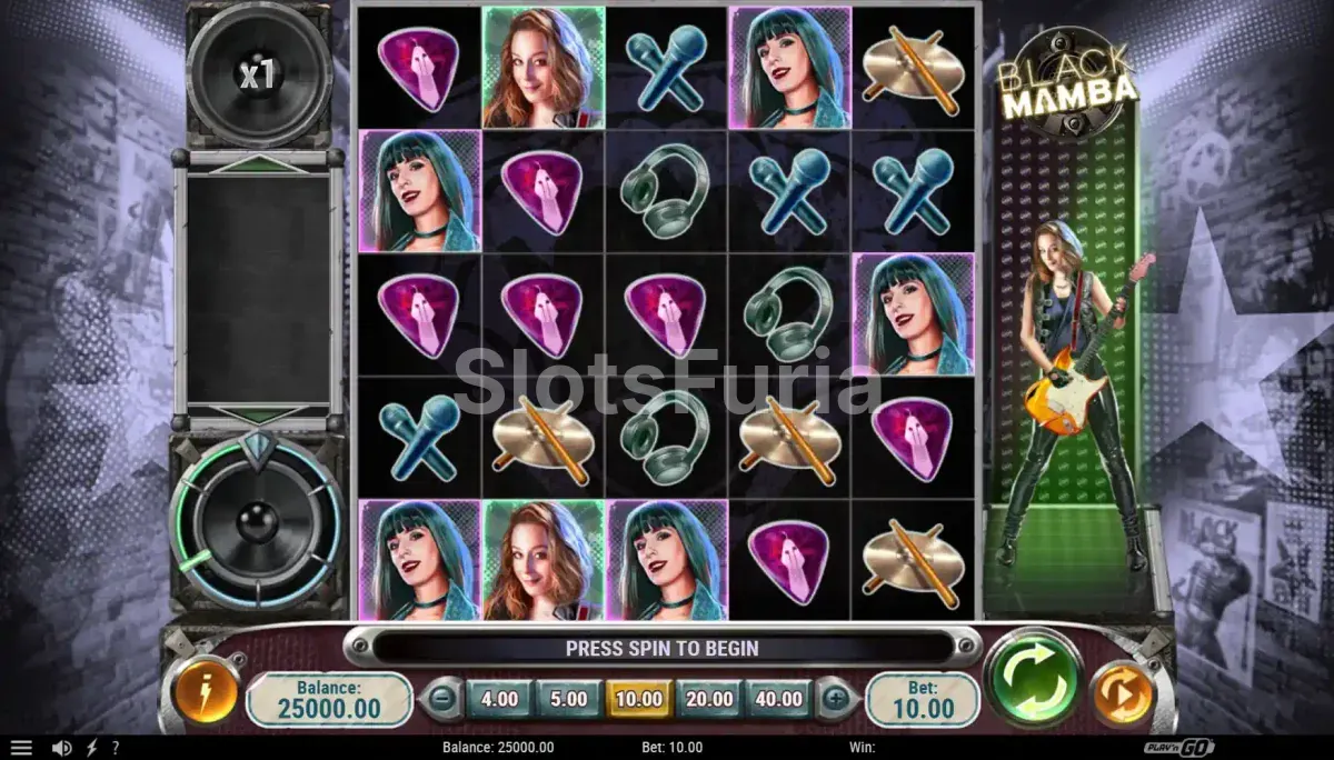 Juego base de Black Mamba en la cuadrícula de 5x5