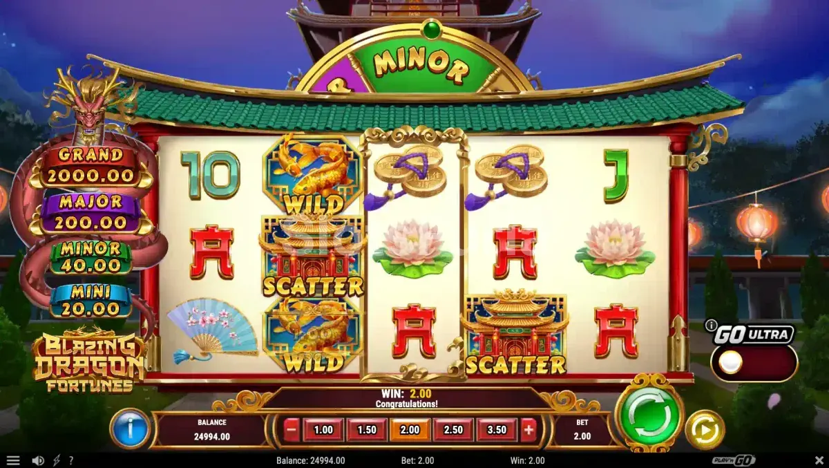 Símbolos scatter activados en Blazing Dragon Fortunes durante la partida