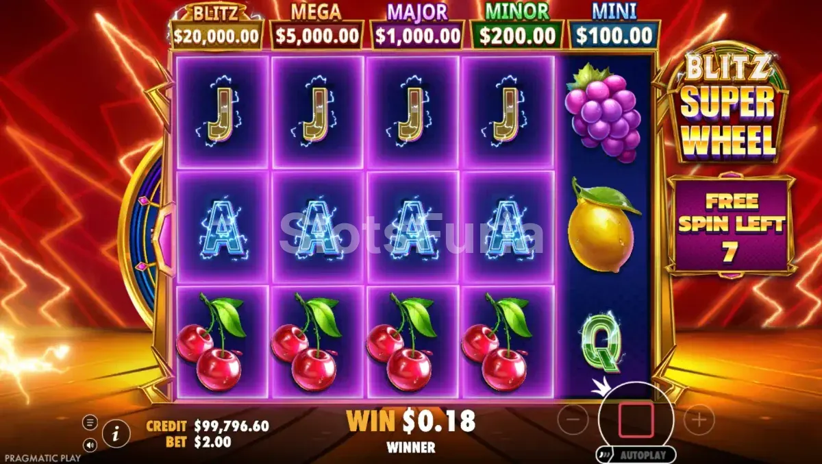 Ronda de giros gratuitos activada en Blitz Super Wheel de Pragmatic Play