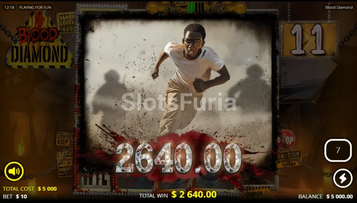 Gran premio conseguido en Blood Diamond mostrando el potencial de ganancias máximas