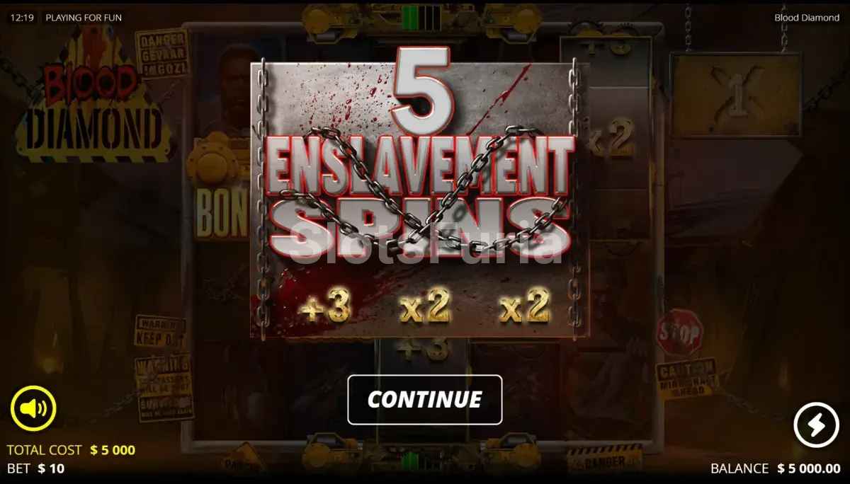 Ronda de giros gratis activa en Blood Diamond con multiplicadores