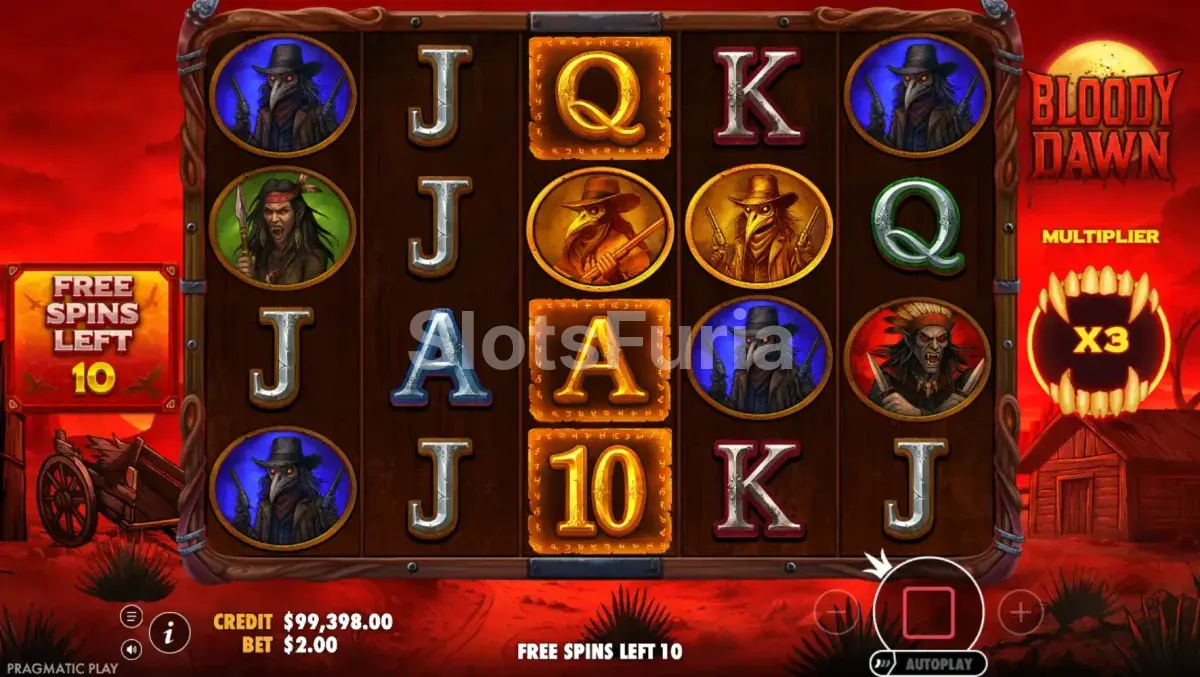 Ronda de giros gratis de Bloody Dawn con multiplicador activo