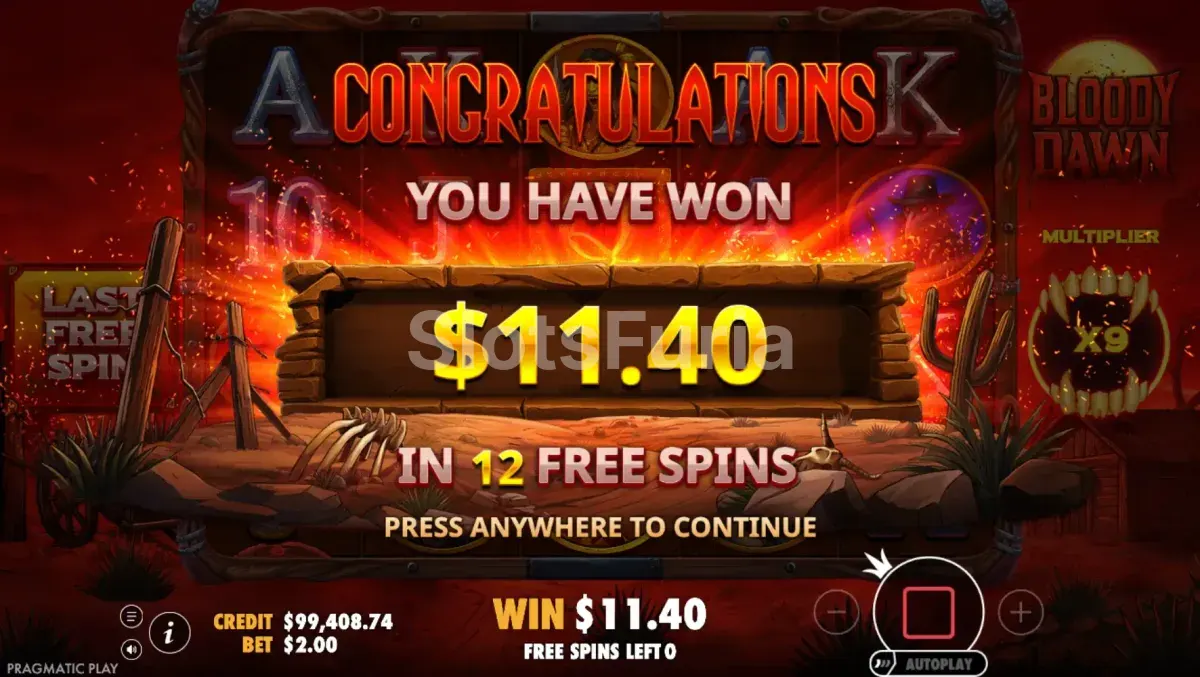 Gran victoria épica en Bloody Dawn de Pragmatic Play