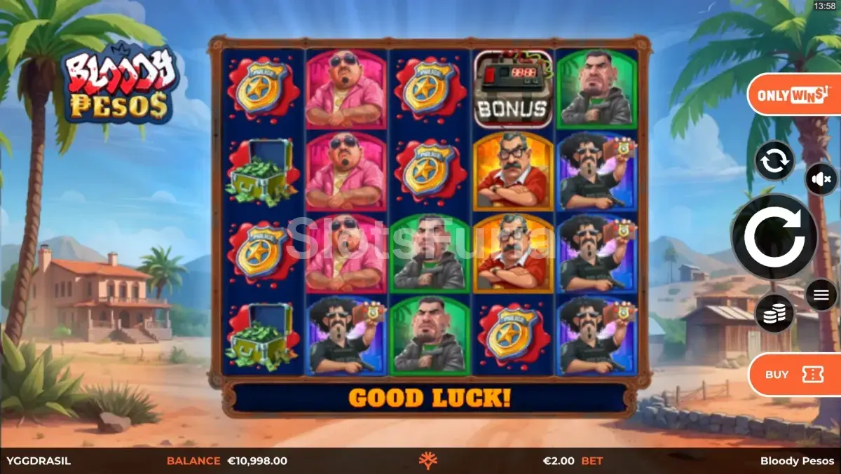 Pantalla principal del juego base de Bloody Pesos en acción