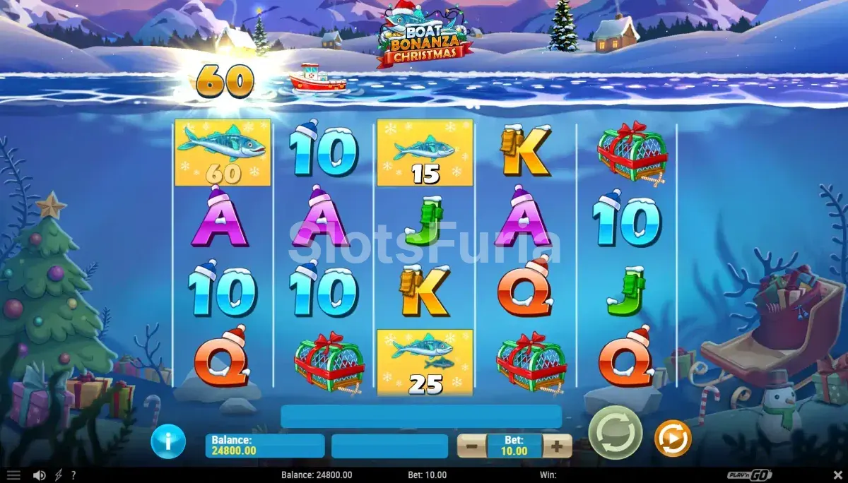 Resultado de un giro en Boat Bonanza Christmas mostrando capturas de barcos activas