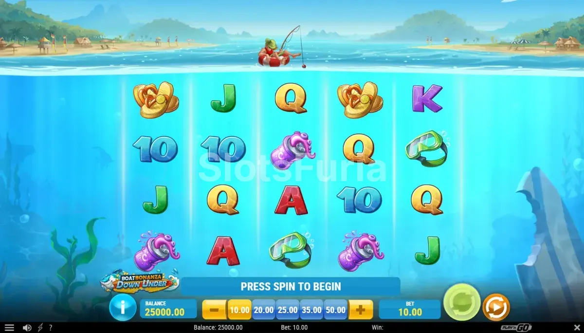 Pantalla principal del juego base de Boat Bonanza Down Under