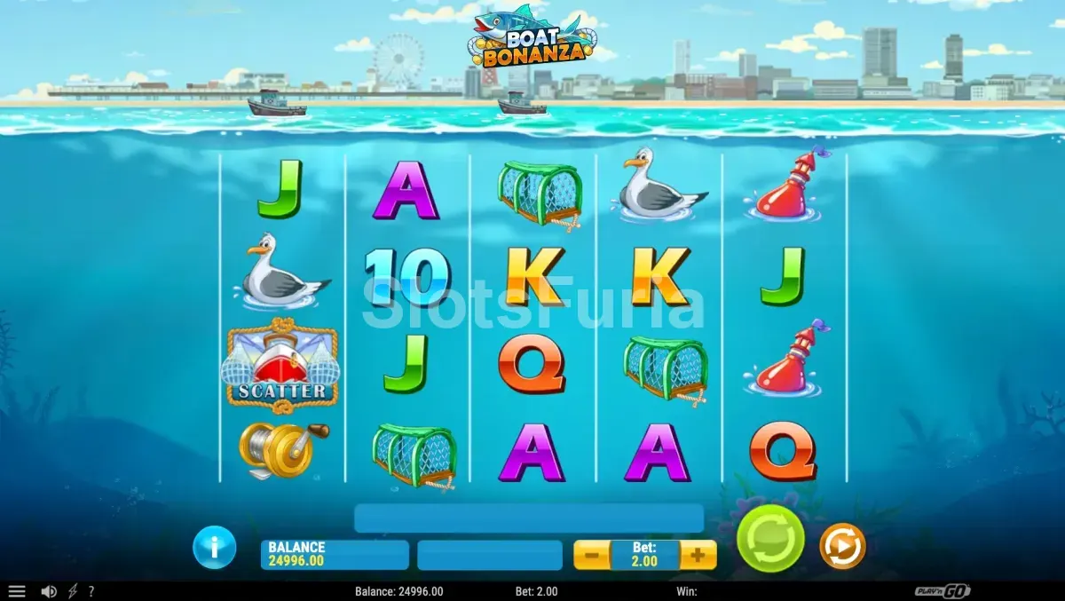 Segunda vista del juego base de Boat Bonanza mostrando combinaciones ganadoras