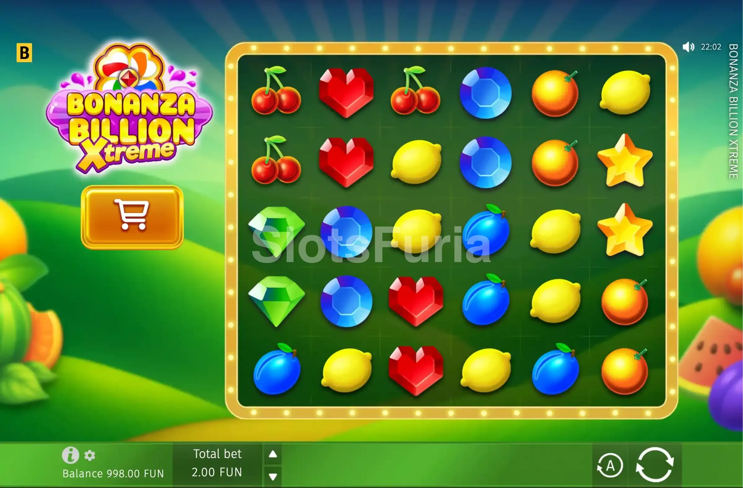 Pantalla principal del juego base en Bonanza Billion Xtreme