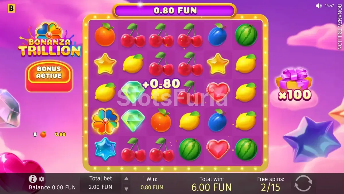 Ronda de giros gratuitos de Bonanza Trillion con multiplicador global activo