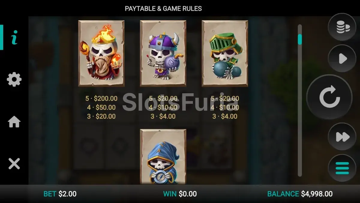 Tabla de pagos completa de Bone Raiders por Relax Gaming