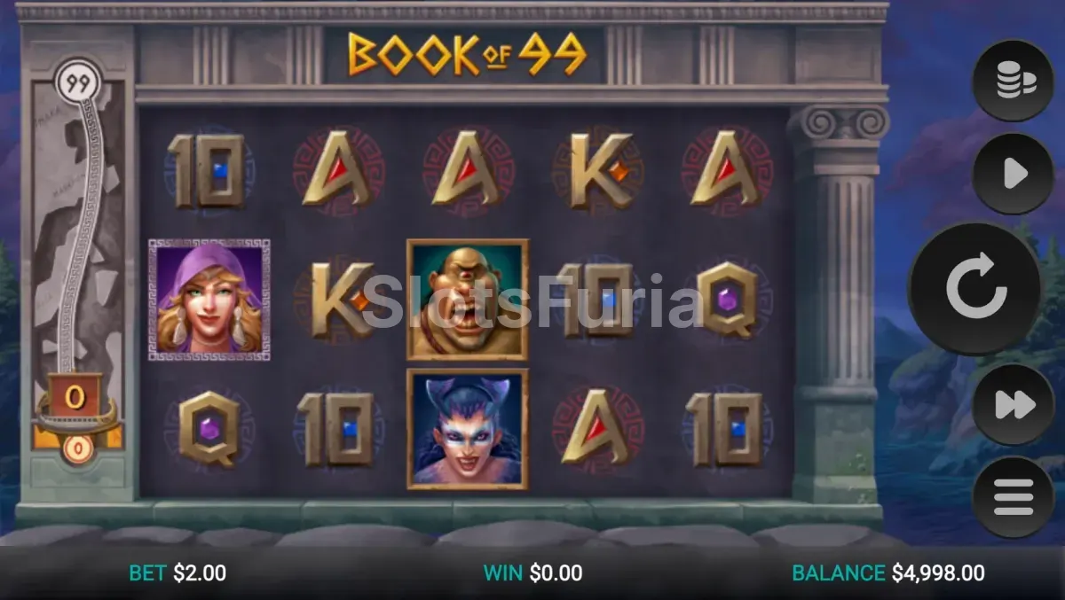 Pantalla principal del slot Book of 99 con sus cinco rodillos
