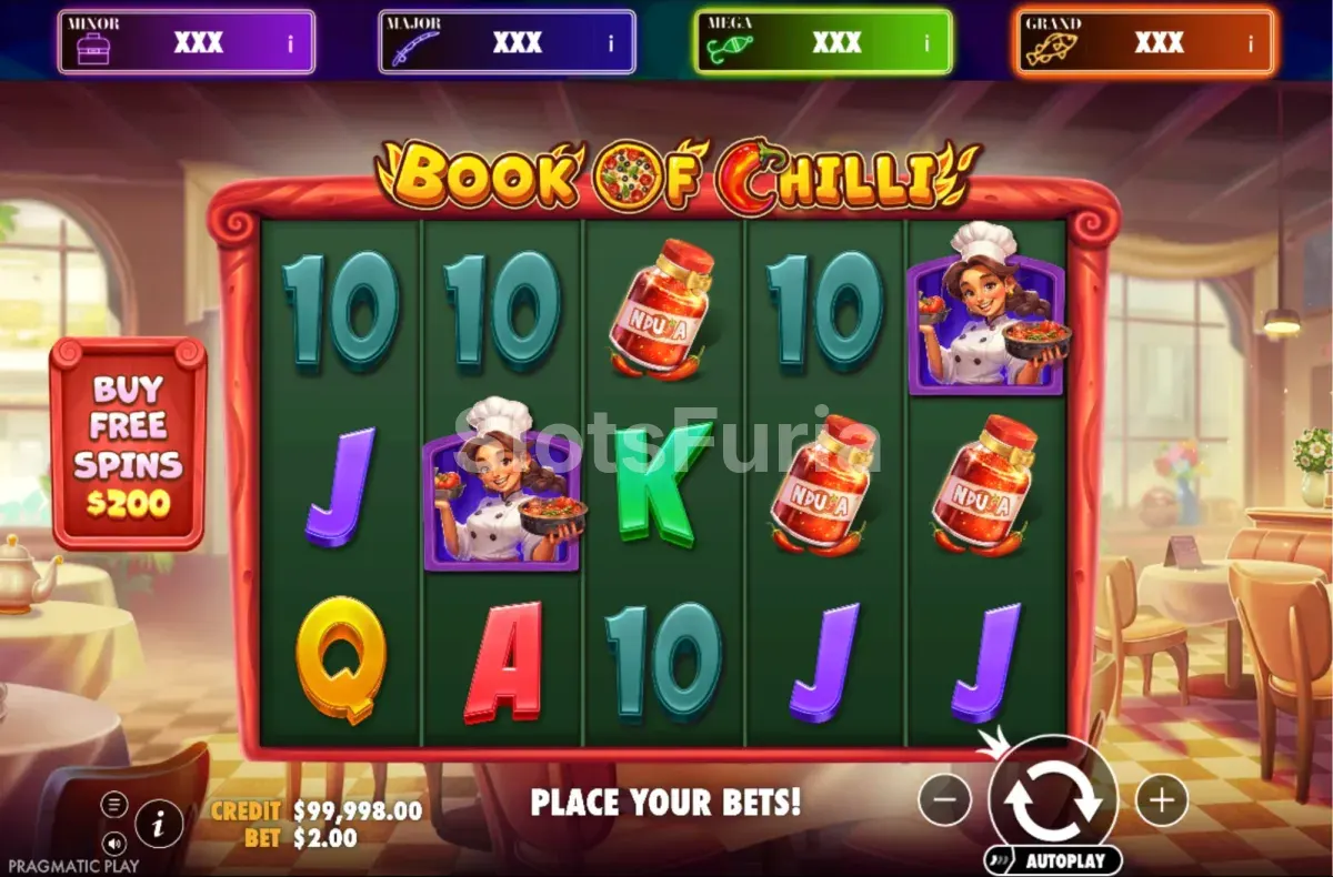 Juego base de Book of Chilli, Big Bass Jackpot Bonanza con 5 rodillos y 3 líneas