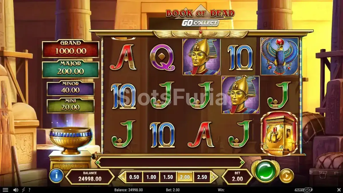 Ronda de bonus activa en Book of Dead GO Collect con Gold Staters
