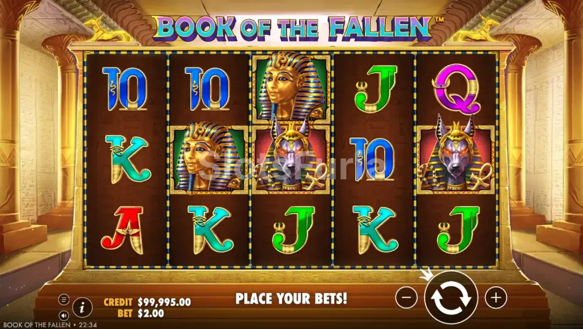 Pantalla principal de Book of Fallen con el tablero de juego en el antiguo Egipto