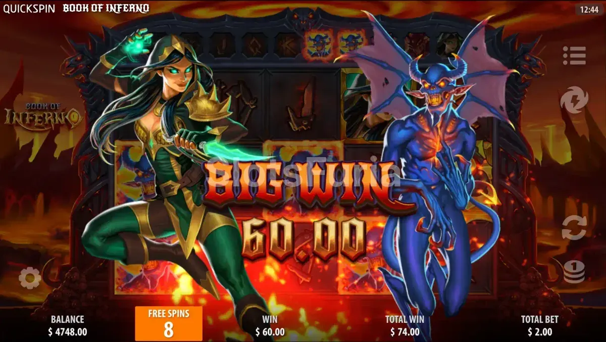 Gran victoria en Book of Inferno con multiplicadores explosivos