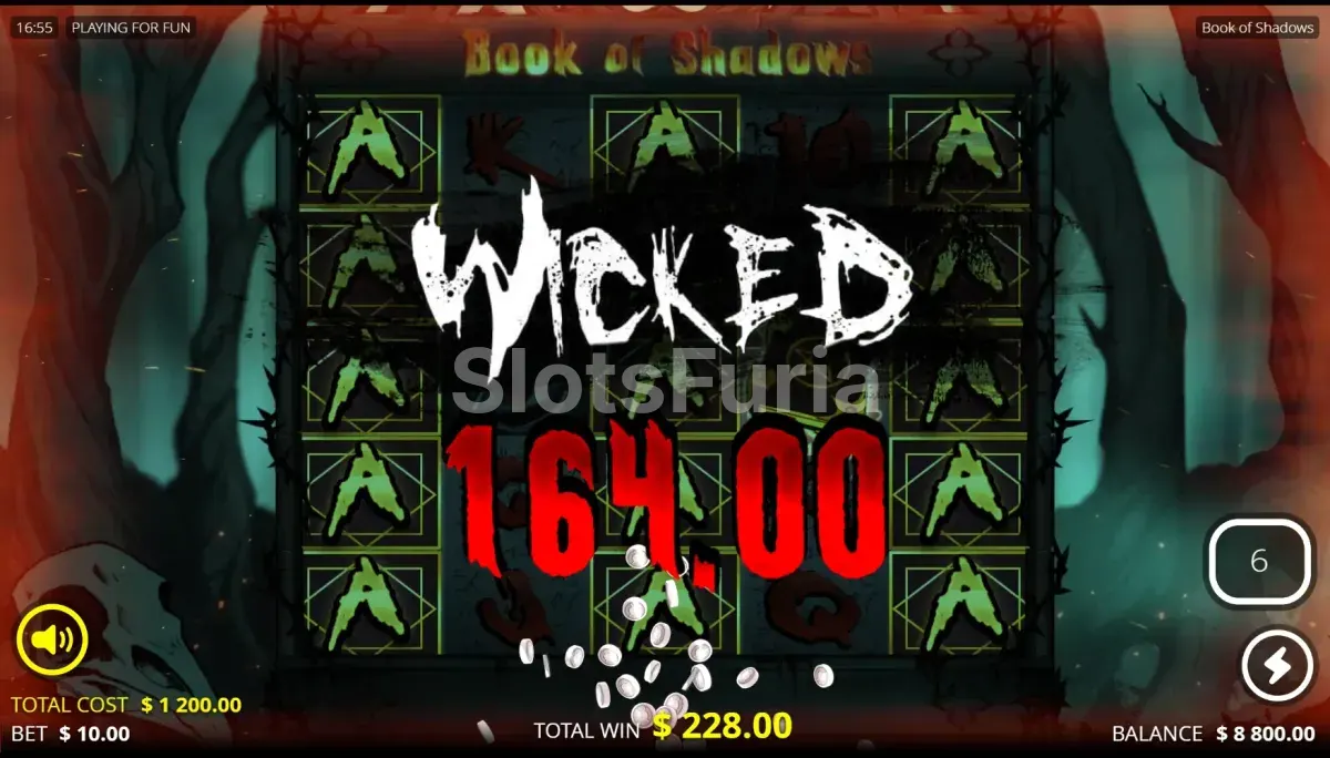 Pantalla de gran premio en Book of Shadows