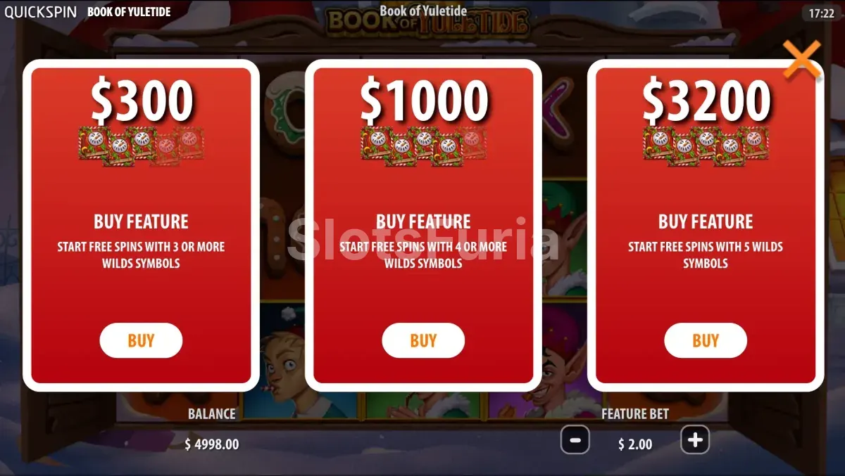 Opciones de compra de bonus en Book of Yuletide