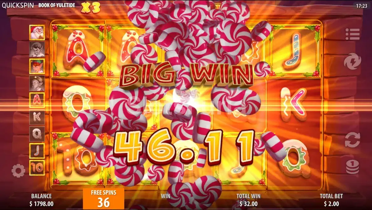 Gran victoria en Book of Yuletide mostrando el multiplicador máximo