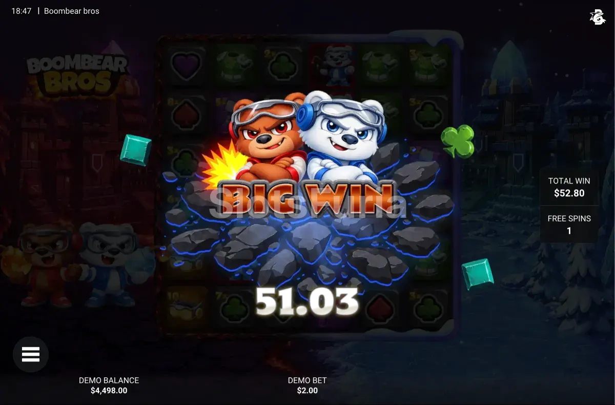 Momento de gran premio en Boombear Bros