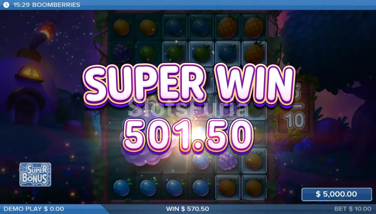 Gran victoria en Boomberries con multiplicadores al máximo