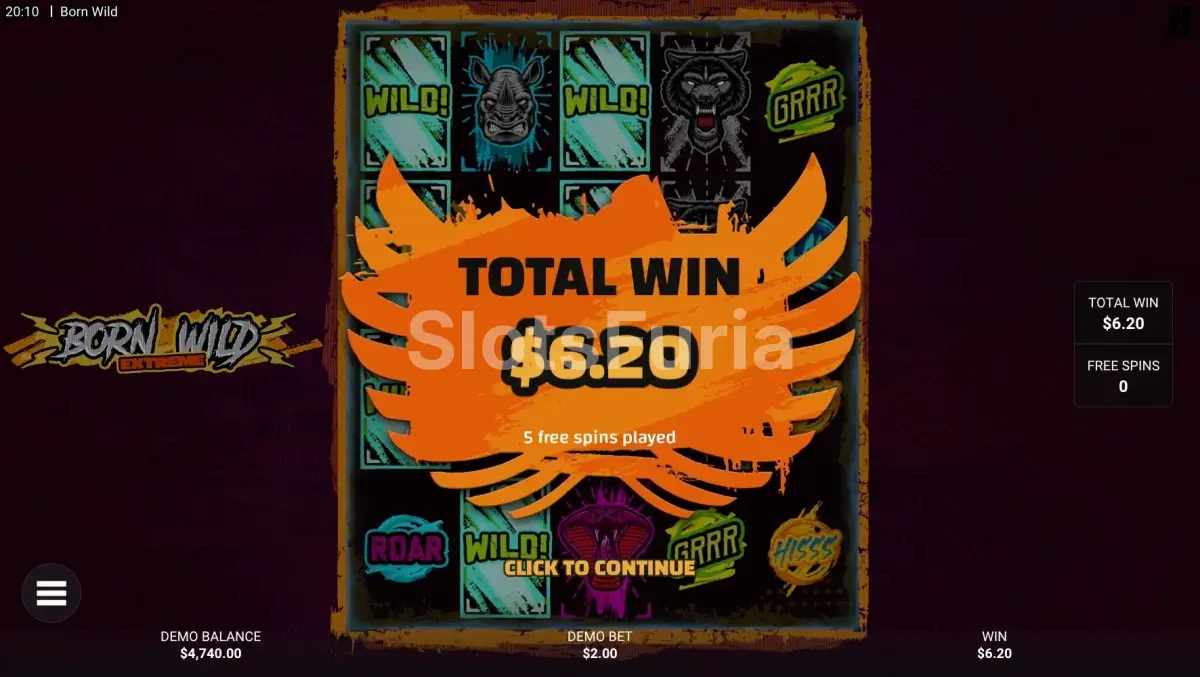 Gran victoria en Born Wild, la tragamonedas salvaje de Hacksaw Gaming