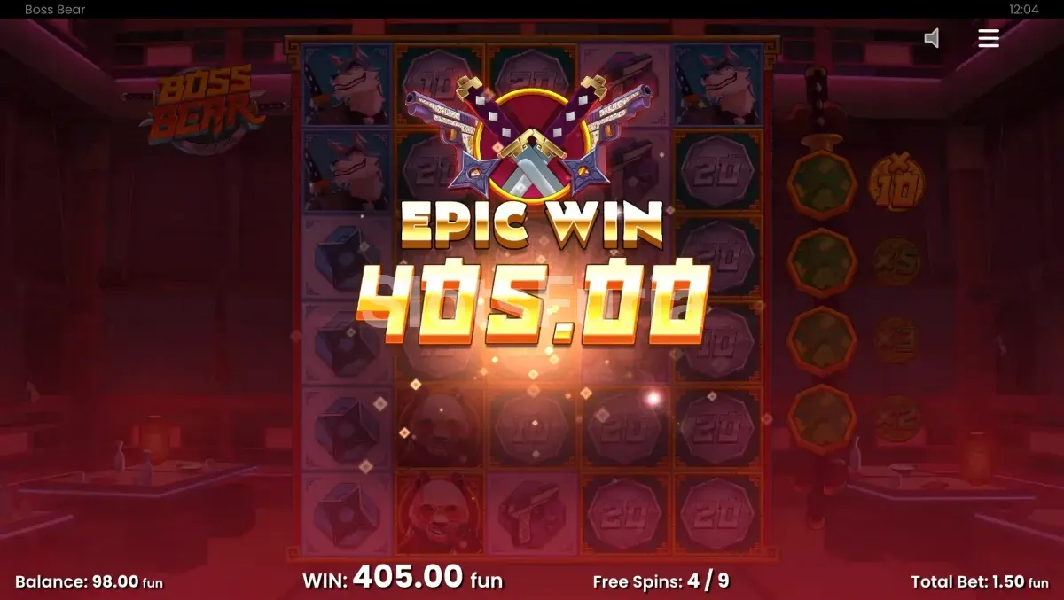 Pantalla de gran ganancia en Boss Bear