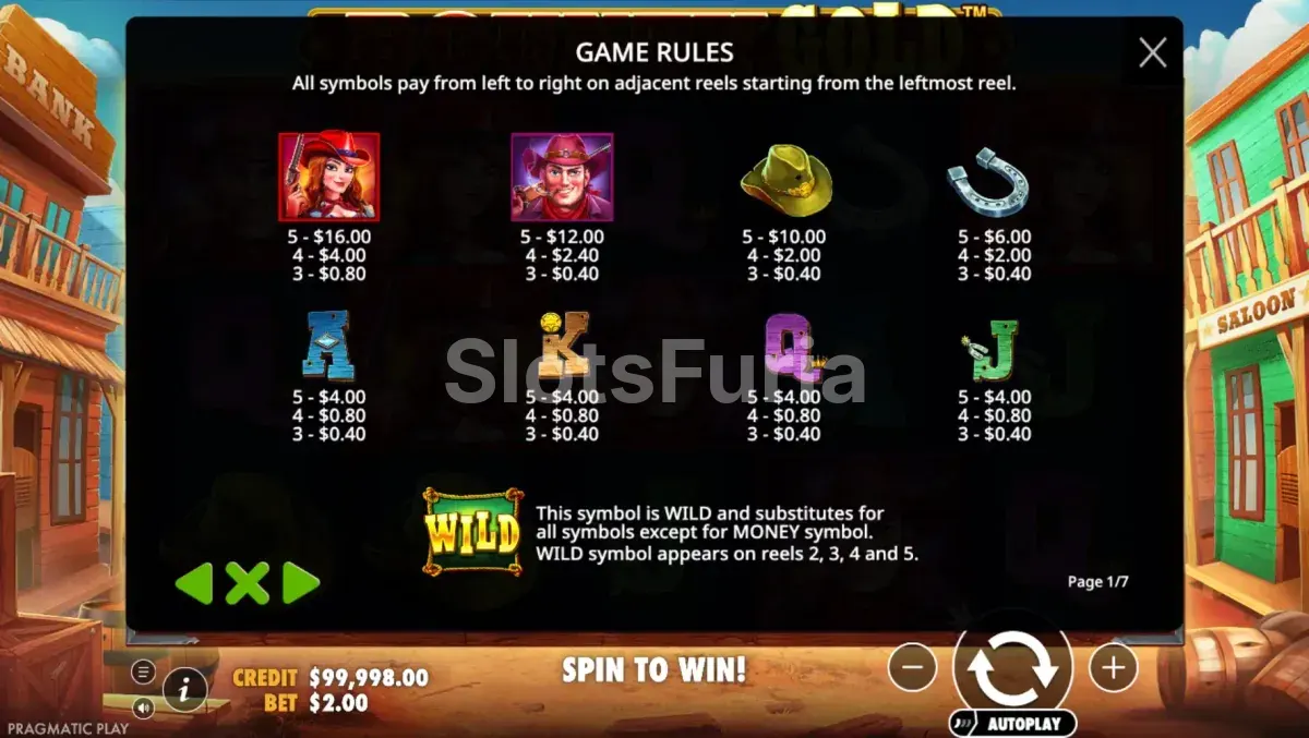 Tabla de pagos de Bounty Gold de Pragmatic Play