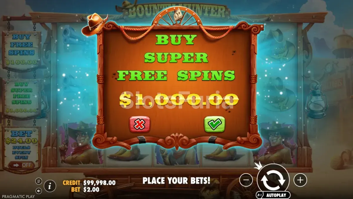 Menú de compra de bono de Bounty Hunter con las opciones de 80x y 500x