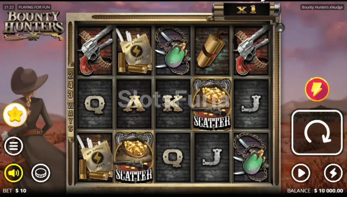 Juego base de Bounty Hunters con la grilla de 5x3